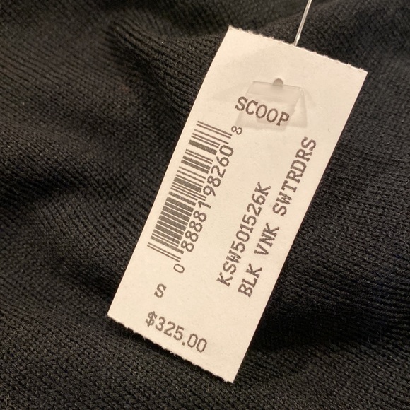 NWT.  Scoop Black 100% Merino Wool V Neck Sweater Dress Puff Sleeves - Picture 16 of 16